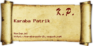 Karaba Patrik névjegykártya